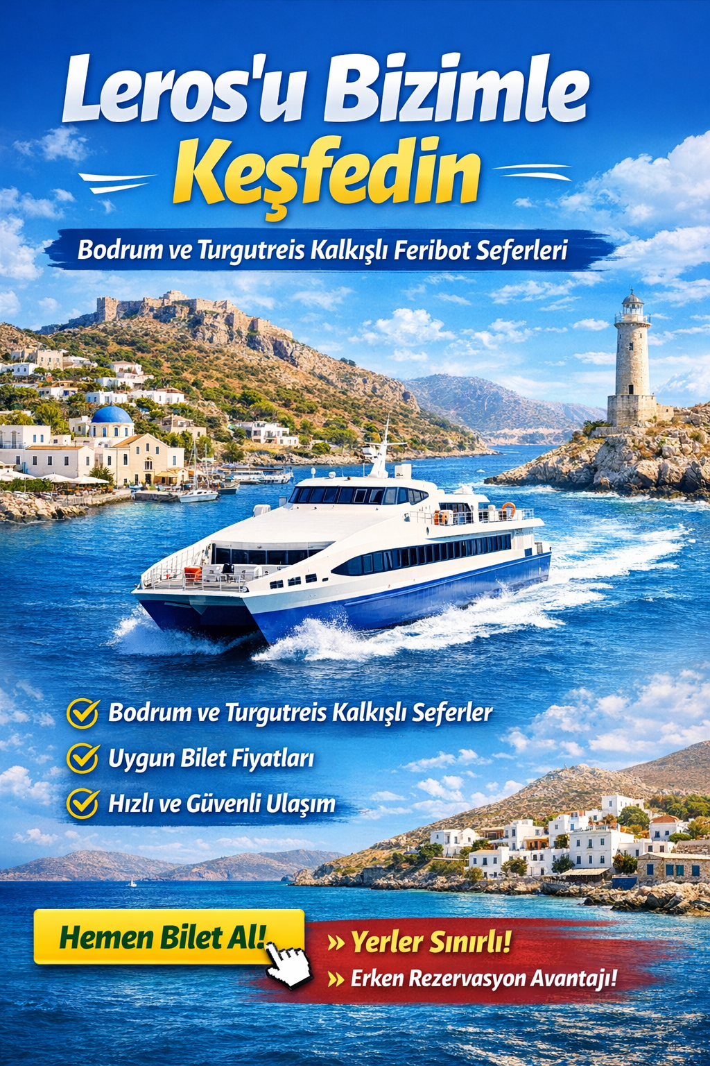Leros’u Bizimle Keşfedin | Bodrum ve Turgutreis Kalkışlı Feribot Seferleri